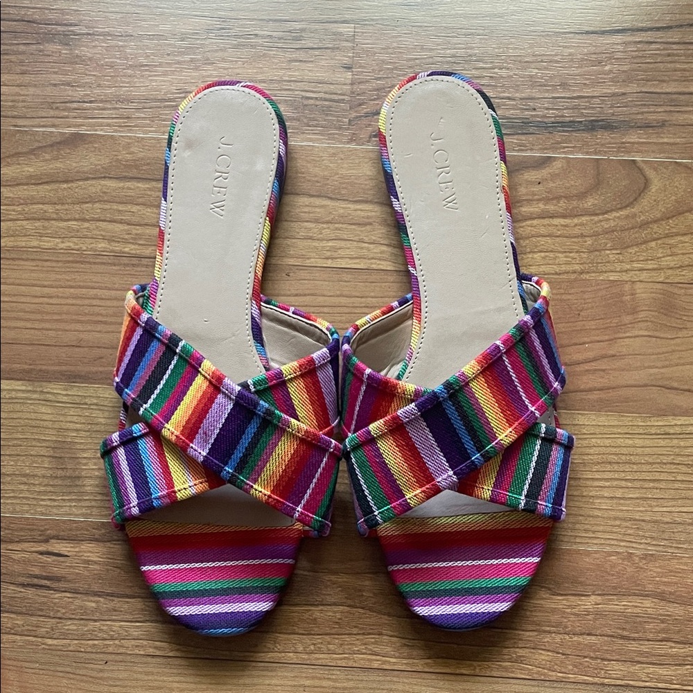 J. Crew Women's Multistripe Cora crisscross sandals Size 10